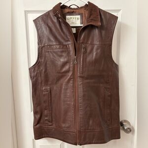 Orvis Rich Brown Genuine Leather Outdoorsman Vest Men’s size Medium